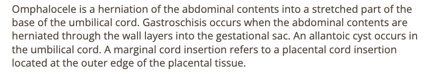 <p>b) omphalocele</p>
