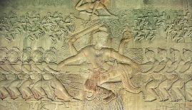 <p>depicts the <strong>creation of the universe</strong></p>