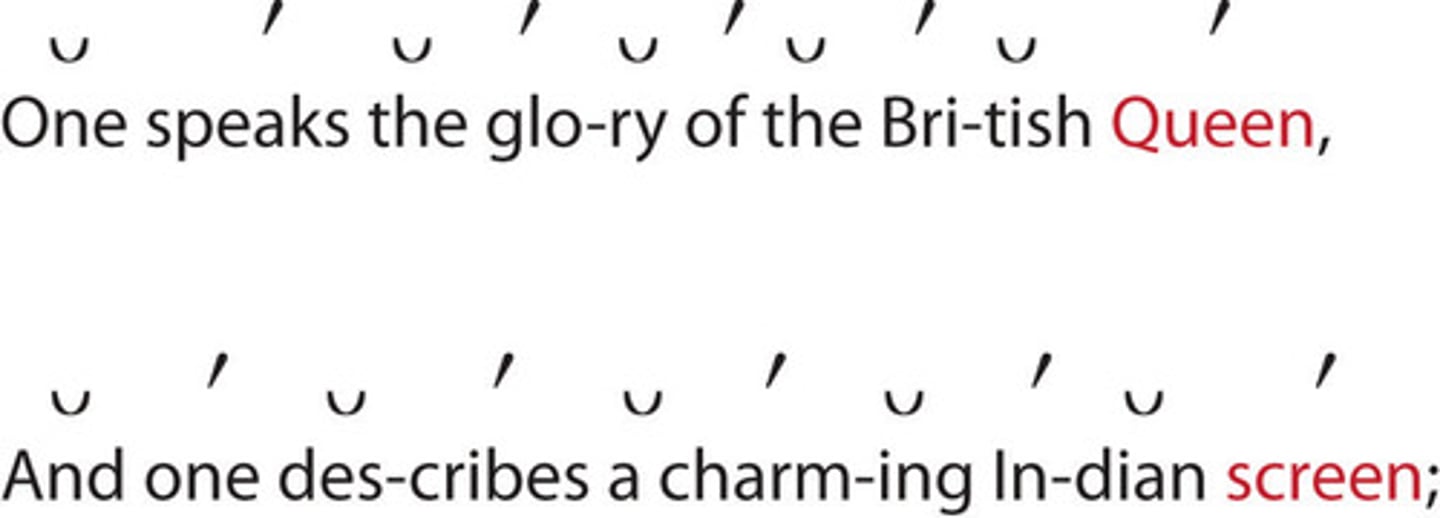 <p>two rhyming lines</p>