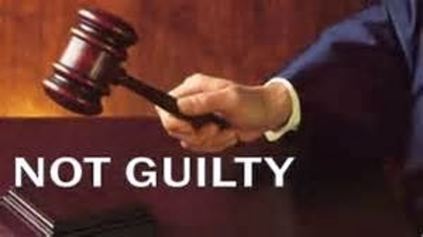 <p>show or declare that (someone) is not guilty of wrongdoing.</p>