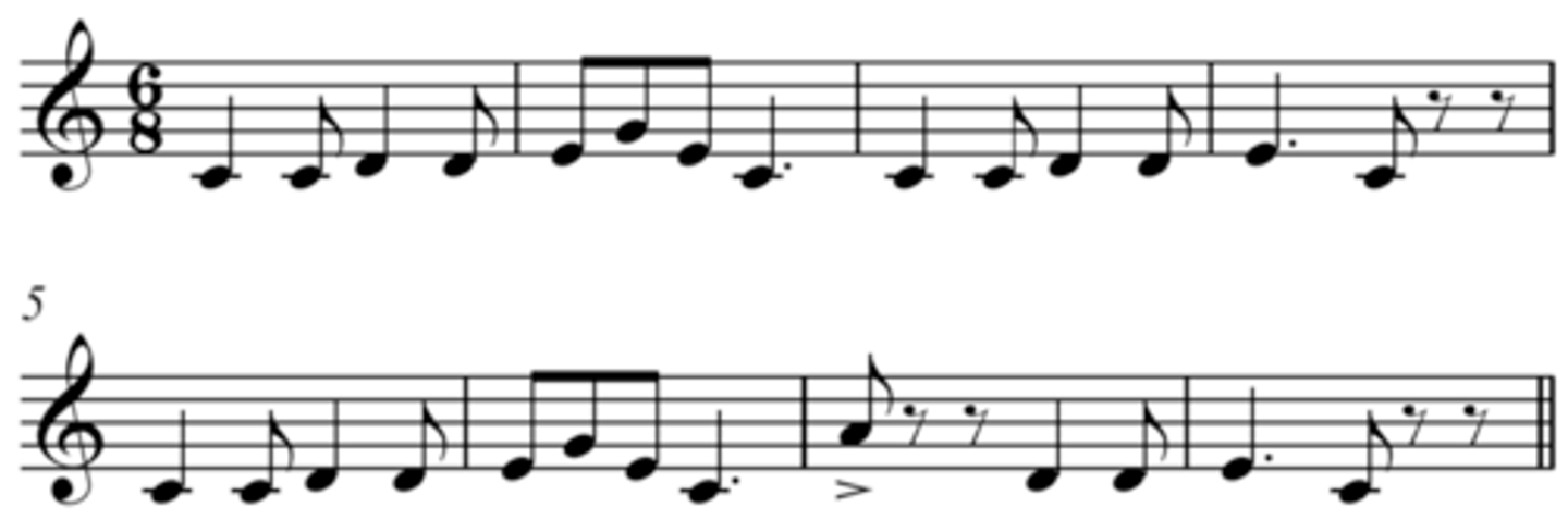 <p>single melodic line ( without harmonies ) . a solo or instrument section such as violin 1s</p>