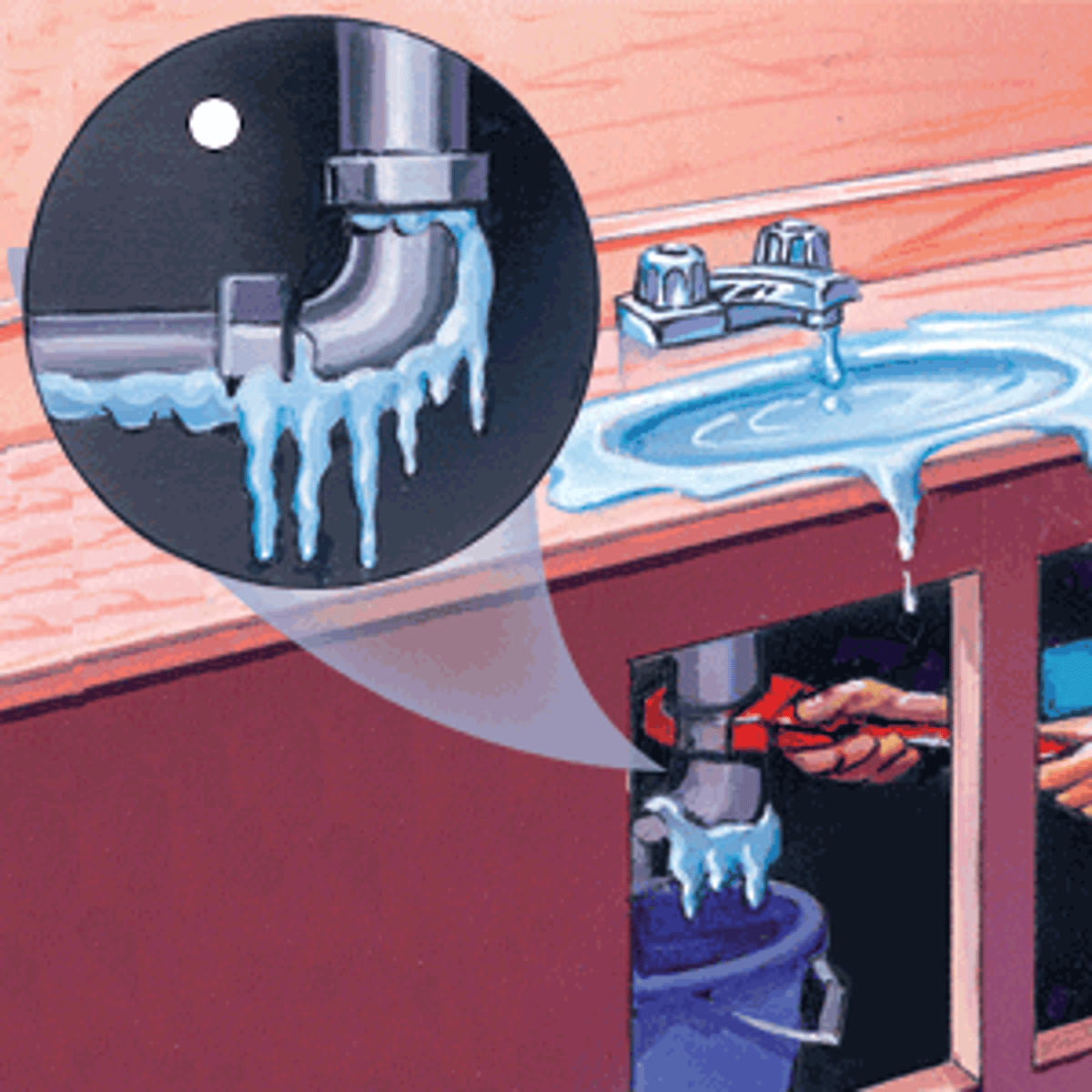 <p>Ống nước bị đông đá</p>