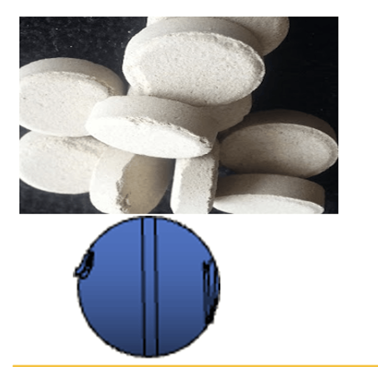 <p>Edges of the tablets break during the manufacture, packaging, handling or coating</p>