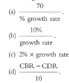 <p>doubling time can be approximated mathematically by (choices in image)</p>