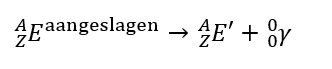 <ul><li><p>het kwijtraken van <strong>energie </strong>door een kern in aangeslagen toestand (de aangeslagen toestand wordt verkregen door α-verval en β-verval)</p><ul><li><p>de <strong>energie </strong>die de kern dan kwijtgeraakt, zorgt voor γ-straling</p></li></ul></li><li><p>transformatieregel van Soddy: </p></li></ul><p></p>