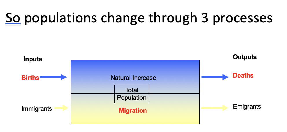 <p>Populations change through 3 processes</p>