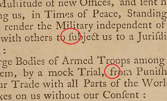<p>An alphabetical character that resembles the number 'f' and was commonly used in English printing until the 19th century, notably in the context of formal writing</p>
