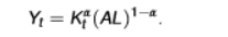 <ul><li><p>AL = labour-augumented </p></li><li><p>A = TFP</p></li><li><p>human capital is incorporated into A </p></li><li><p>in the simplest version of the solow model, we keep A (TFP) and L (labour/population constant</p></li></ul><p></p>