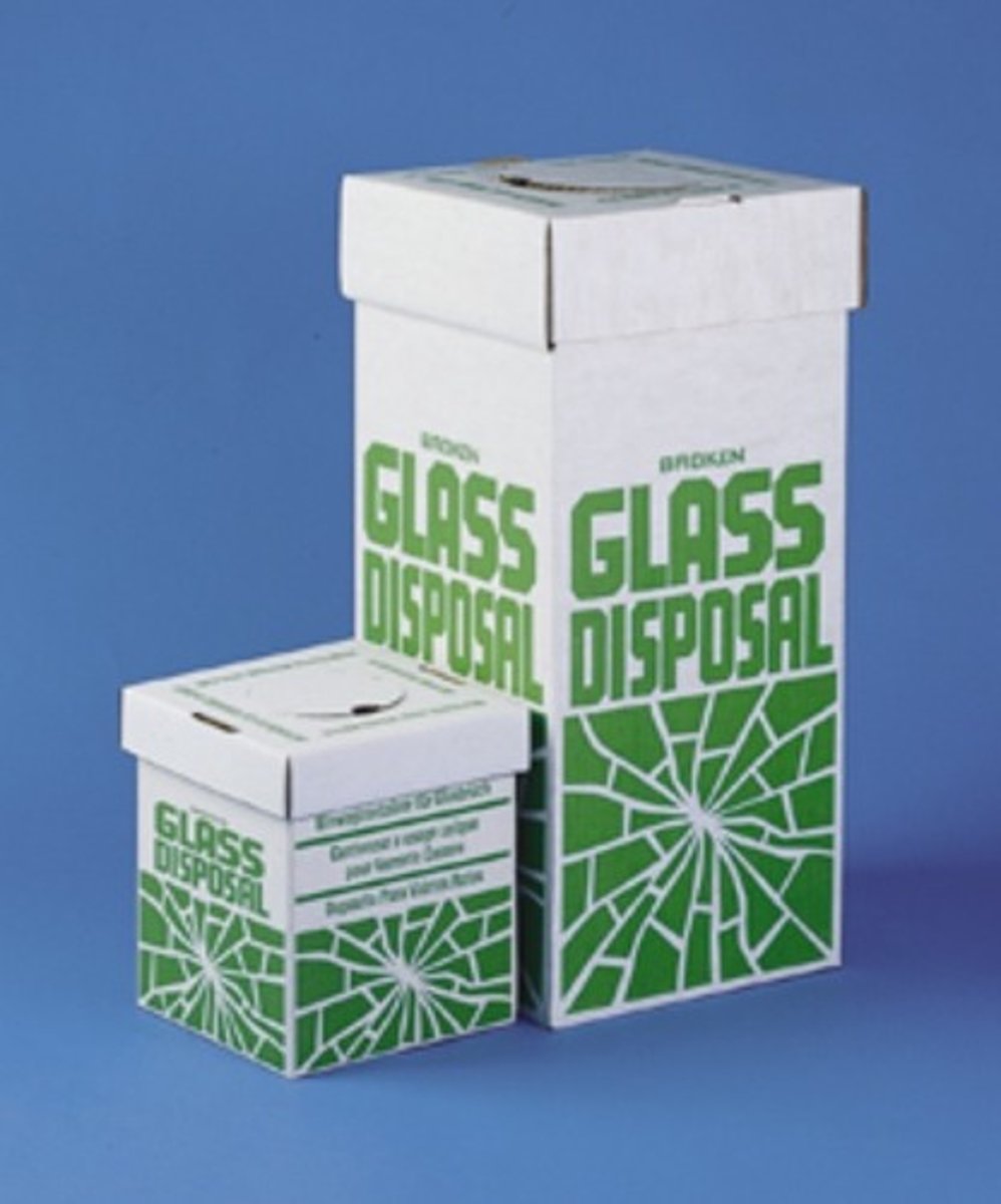 <p>stores broken glass for disposal</p>