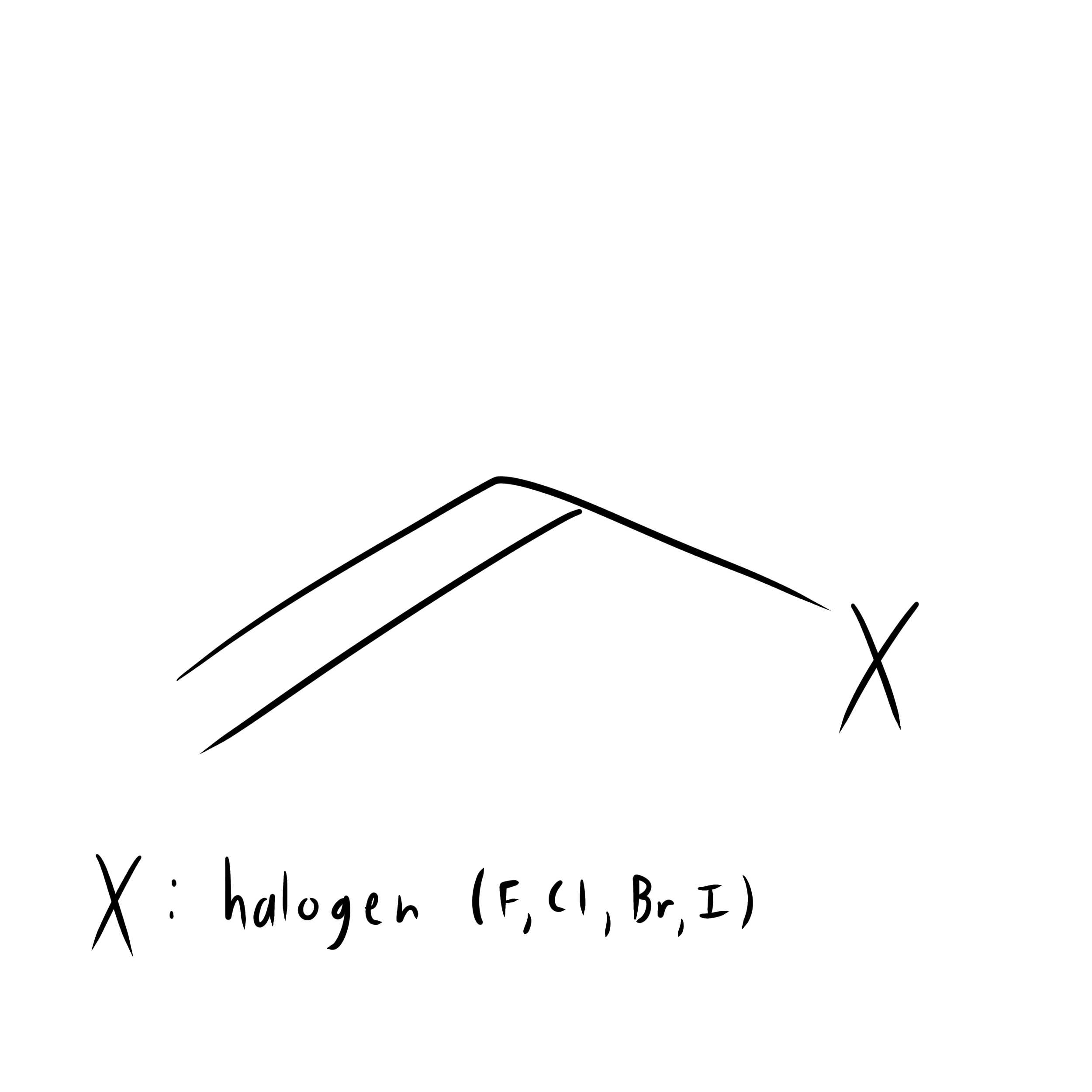 <p>a type of halide that has a halogen atom bound to a C=C double bond</p>