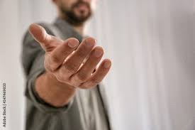 <p>I gave my hand to someone</p>