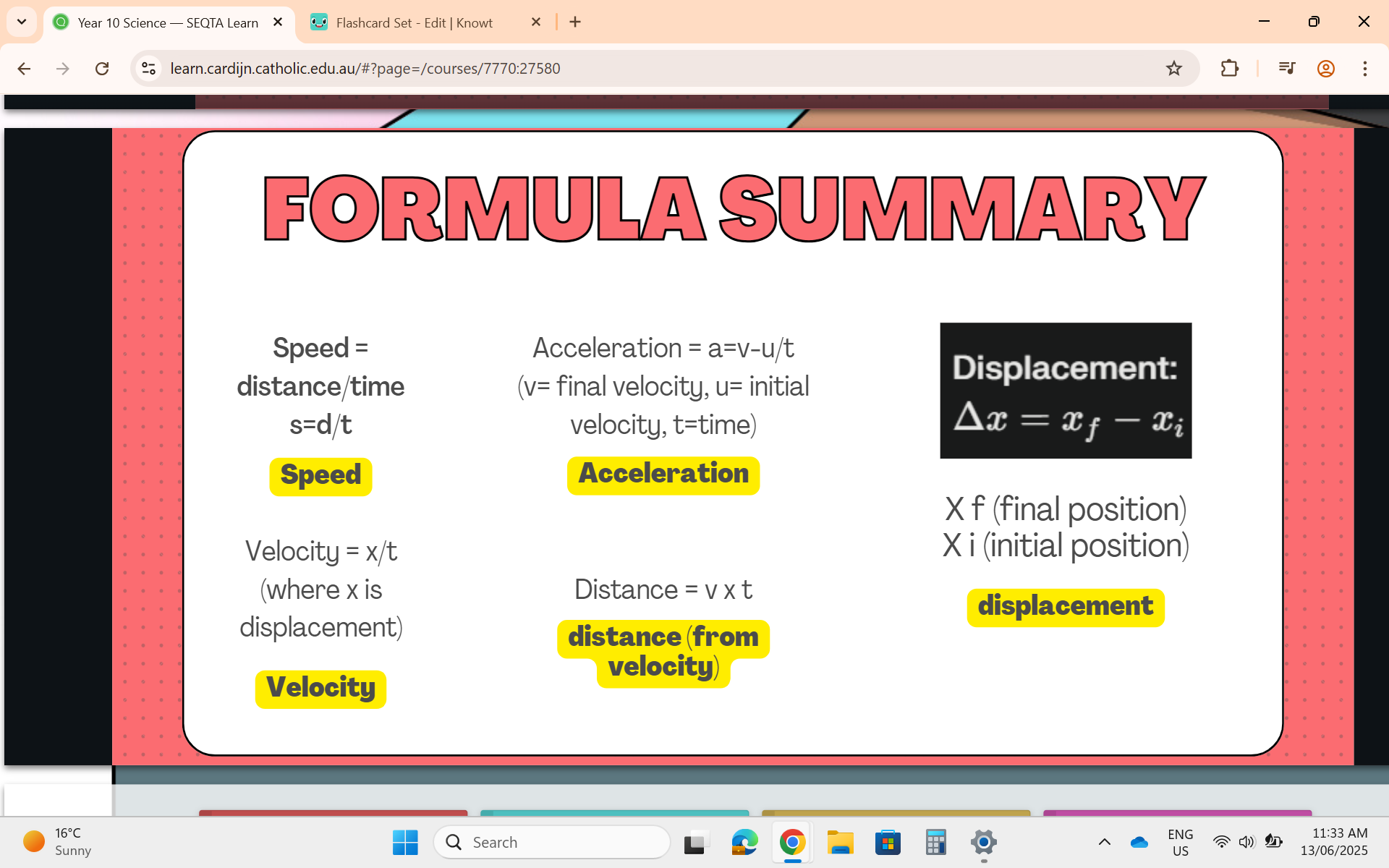 <p>Formula Summary Sheet</p>
