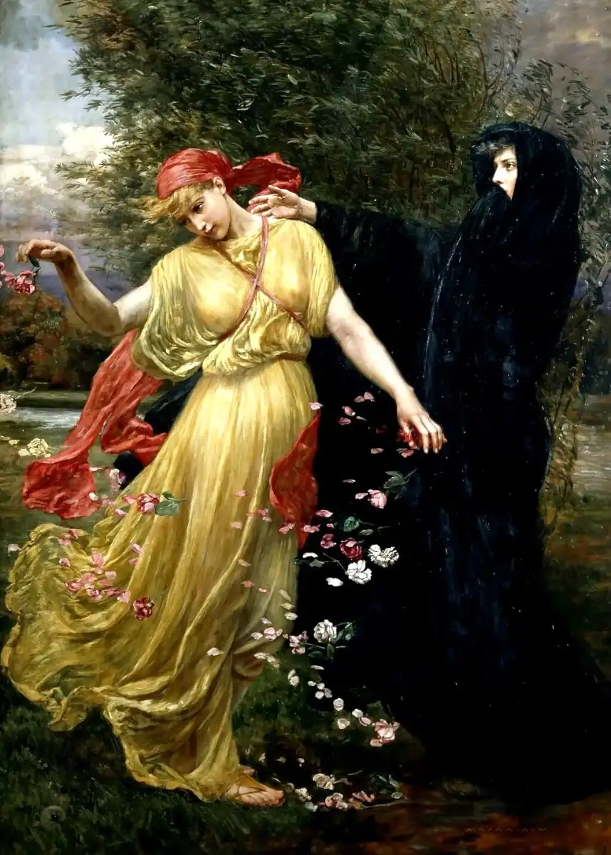 <p>From the Homeric Hymn to Demeter:</p><ul><li><p>Distressed by Persephone’s abduction, Demeter wanders to Eleusis where she (disguised as an old lady) stays with the king and queen, Keleus and Mateneira</p></li></ul><p></p><ul><li><p>There, Demeter nurses their baby Demophon, feeding him ambrosia and putting him to sleep in hearth’s fire to make him immortal</p></li></ul><p></p><ul><li><p>The queen finds out, is horrified to see her baby in a fire, Demeter throws Demophon to the ground (killing him) and reveals her true godly form</p></li></ul><p></p><ul><li><p>To repay her for their insolence, Demeter instructs Keleus and Eumolpus (origin of Eumolpidae priests) to build her a temple - the Telesterion - and to worship her through secret rites</p></li></ul>