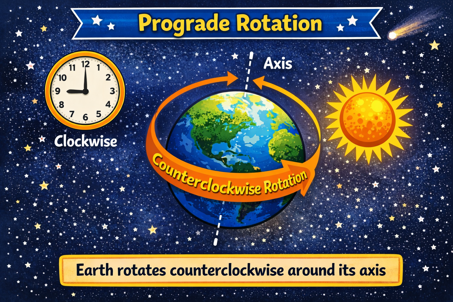 <p>Prograde Rotation</p>
