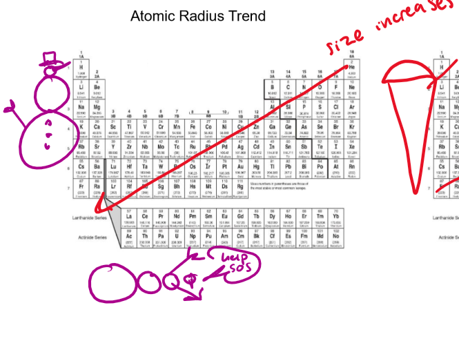 <p>He has the smallest radius, Fr has the largest</p>