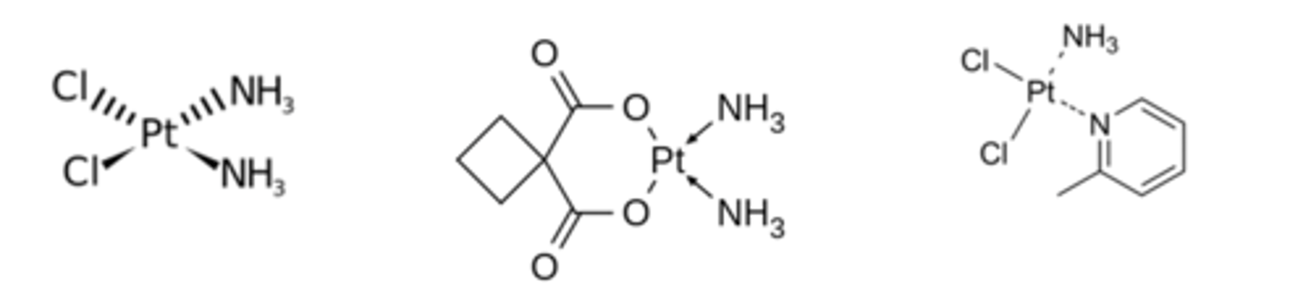 <p>Identify the class. Which atom in the complex is the key to the cross-linking process?</p>