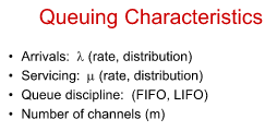 <p>What are some queuing characteristics of</p>