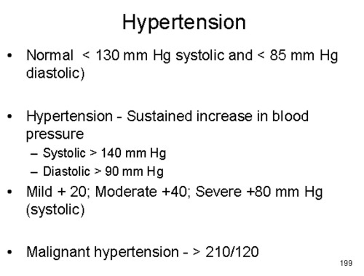 <p>-chronic high blood pressure</p><p>-can result from multiple factors, such as atherosclerosis (narrowing of arteries due to plaque buildup), increased blood viscosity (such as if the blood contains high levels of cholesterol), and heart disease</p><p>-can cause rupture of smaller arterioles &amp; capillaries, possibly leading to stroke.</p>
