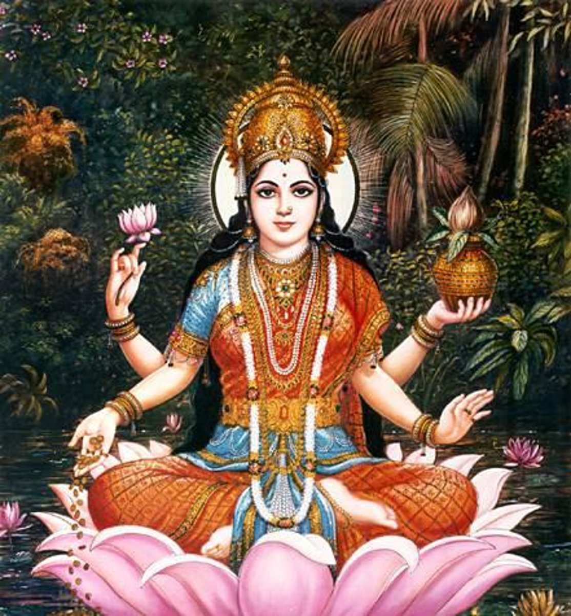 <p>Hindu goddess of fortune and prosperity; self-love; abundance; partnered with Vishnu</p>