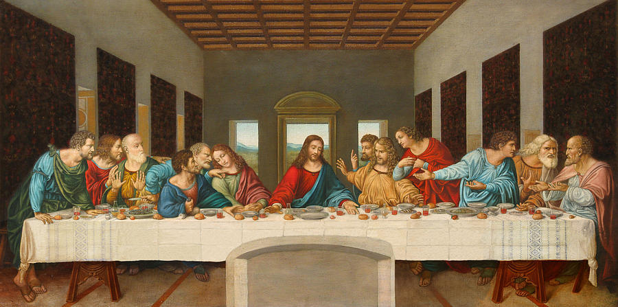 <p>One of Leonardo's masterpieces where he uses a mixture of oil and tempera paint in order to create subtler shading and shadowing. It gives the whole painting more variation in tone and a good sfumato effect. It depicts Christ in the center in a triangular pose which helps anchor the composition which is supported by the three background figures and setting of the apostles on either side. </p>