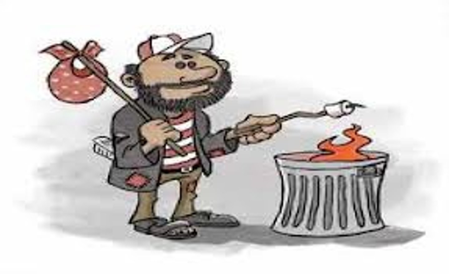 <p>a person with no home, job, or money who travels around and asks for money from other people</p><p>ex: The old ... sat by the roadside, sharing his crust of bread with a stray dog.</p>