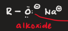 consists of an organic group bonded to a negatively charged oxygen atom and tends to form ionic bonds with positive ions, like Na+