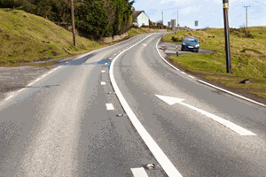 <p>what does this curved arrow road marking mean?</p>