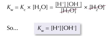<p>multiplying the Kc expression by the concentration of water produces ANOTHER constant</p>