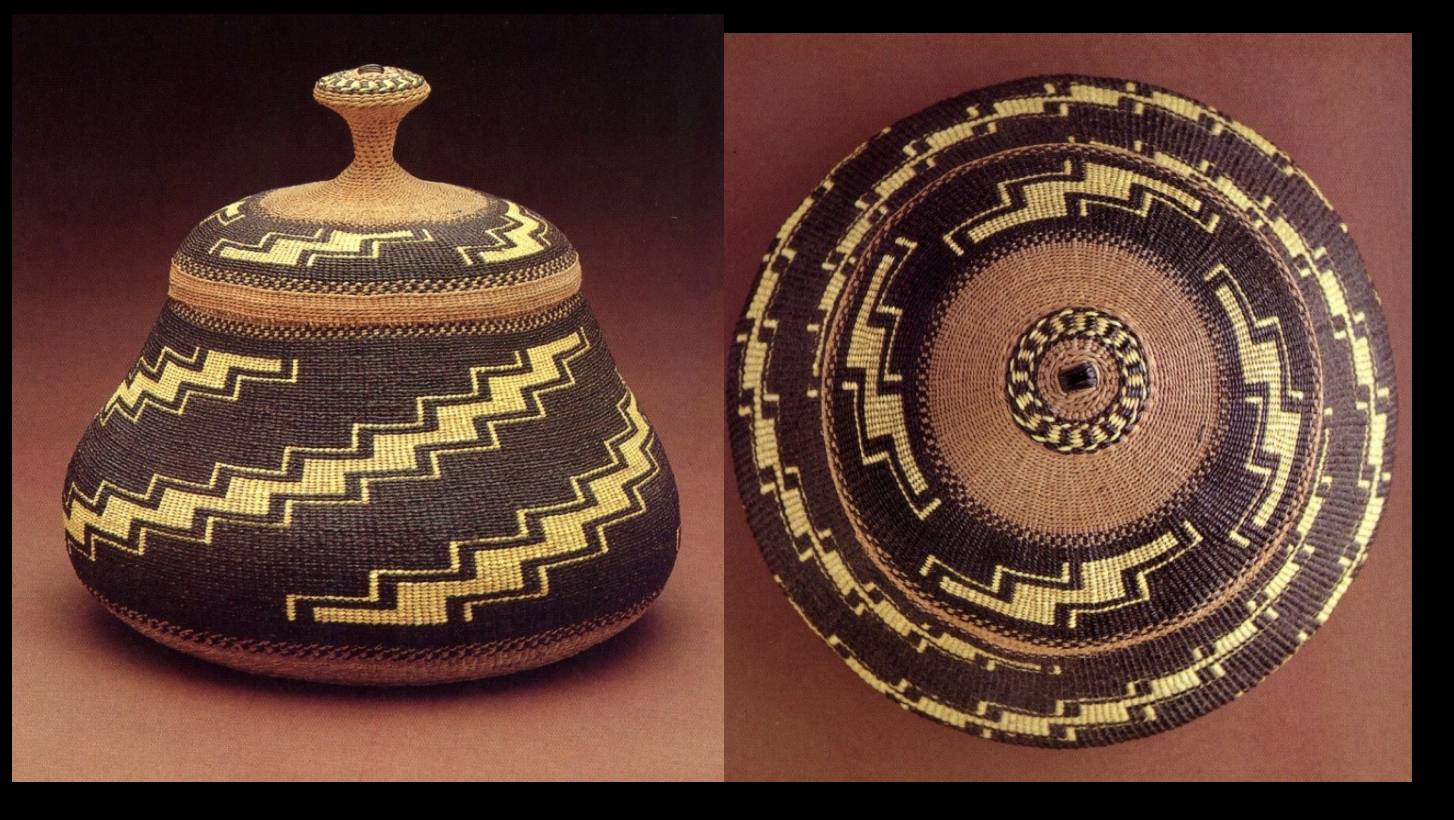 <p><span><span>Lidded basket with long worm mark</span></span></p>