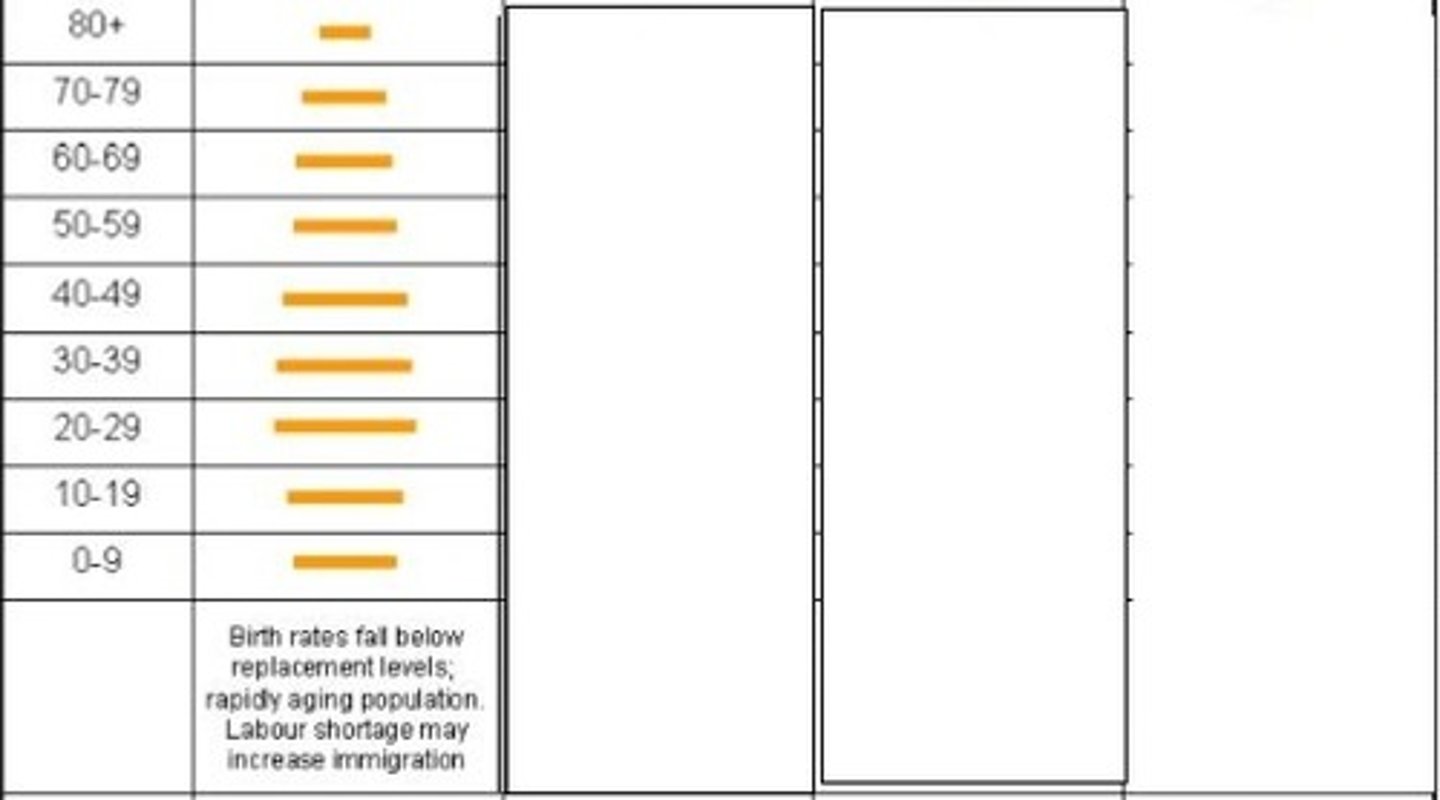 <p>Which stage of the demographic transition model is represented here?</p>
