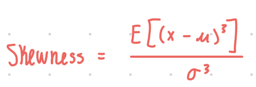 <ul><li><p>Measures a distributions symmetry</p></li></ul>