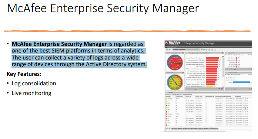 <p>McAfee Enterprise Security Manager </p>