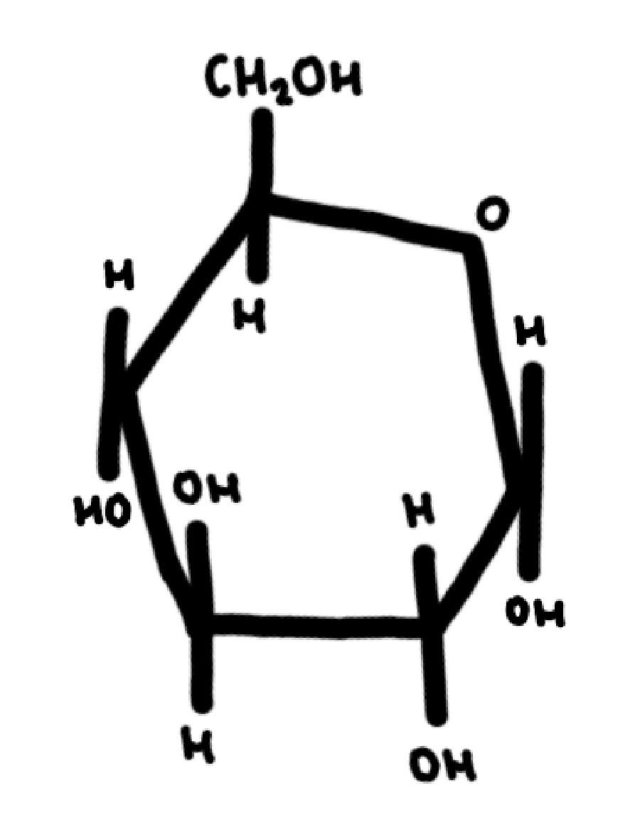 <p>H on the top, OH on the bottom</p>