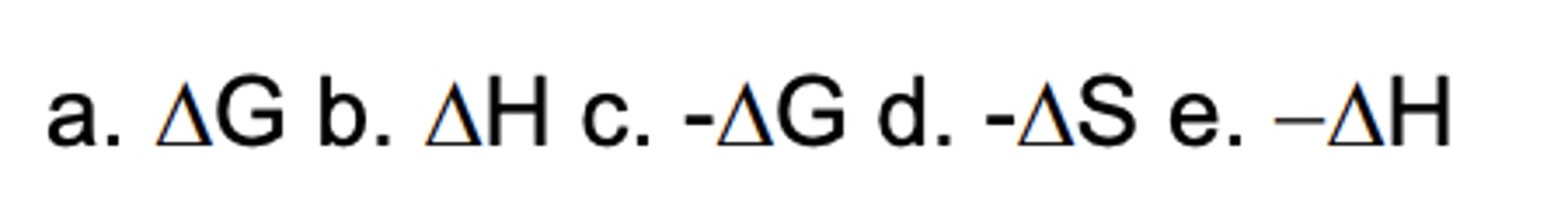 <p>. Which sign/parameter shows an endergonic process?</p>