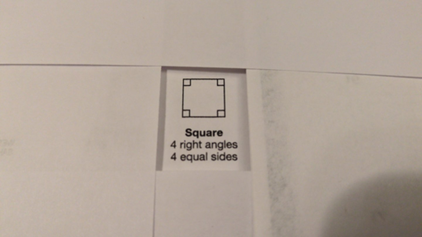 <p>A quadrilateral with 4 right angles and 4 equal sides.</p>
