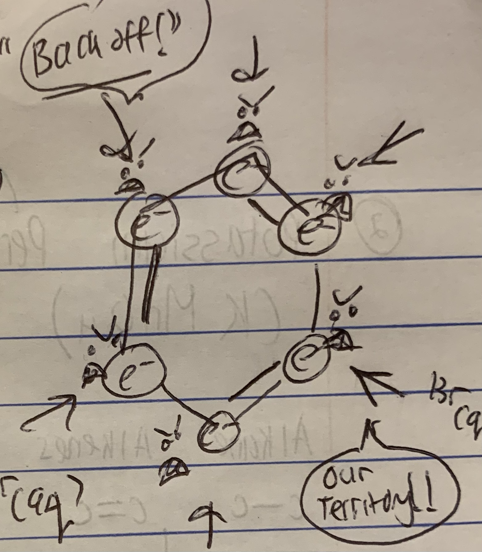 <p>PBP does NOT react w the Ring of Aromatic Compounds. Each C bears an e- that is shared with all of the Cs in the Ring. </p><p></p><p>Those shared electrons in the ring prevent Br(aq) from reacting with them and their inner circle </p><p></p><p></p>