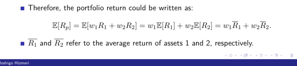<ul><li><p>generalisation of the weighted average.</p></li><li><p> assuming weights as wt = 1/T:</p></li></ul><p></p>