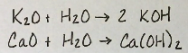 <p>1 and 2 (except Be + O)</p><p>They react with water to make a basic solution.</p><p>Example in picture</p>