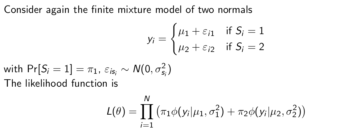 <p>What is the idea of the EM Algorithm? What does this mean for the likelihood function?</p>