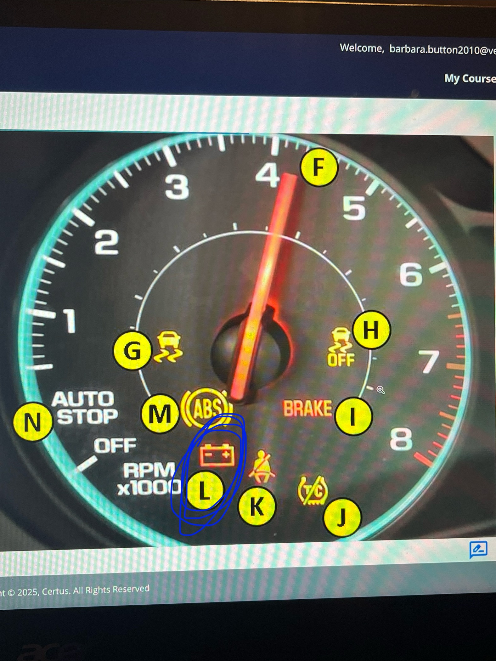 <p>Comes on if there is a problem with the battery or charging system </p>
