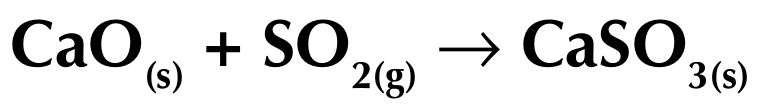 <p>Powdered calcium carbonate (limestone) or calcium oxide is mixed with water to make an alkaline slurry<br><br>When the flue gases (which contain sulfur) mix with the alkaline slurry, the sulfur dioxide gas reacts with the calcium compounds to form a harmless salt (calcium sulfite)</p>
