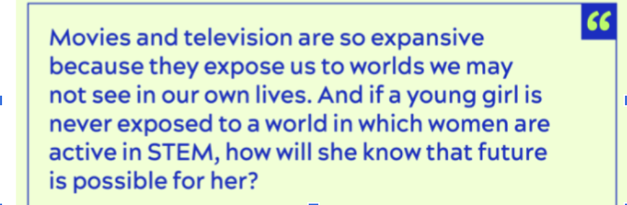 <ul><li><p><span style="background-color: transparent;"><span>From 2007–2017, 37% of STEM characters in popular television shows and films were&nbsp;women, compared with 38% from 2018–2022. In no year did the researchers observe&nbsp;gender parity in STEM portrayals</span></span></p></li></ul><ul><li><p><span style="background-color: transparent;"><span>Attractive women who are usually astronauts or biologists</span></span></p></li></ul><p></p>