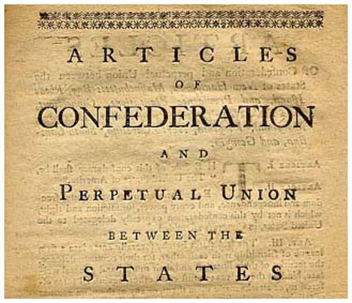 <p>-First government in the U.S. <br>-Could not tax, no army to put down a rebellion, had only one branch (Congress)</p>