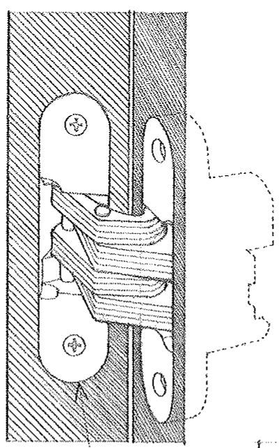 <p><span>A hinge consisting of a number of flat plates rotating about a central pin, with shoulders mortised into the door edge and doorframe so as to be concealed when closed</span></p>