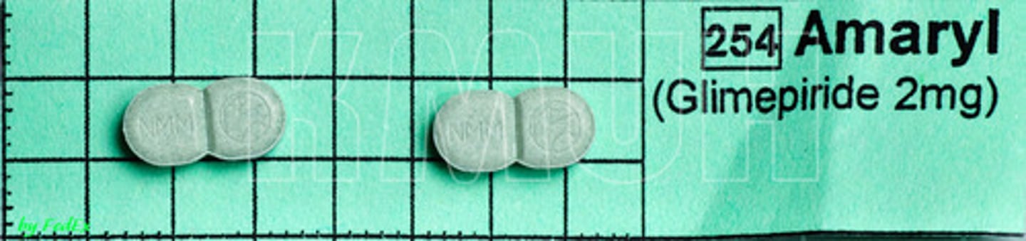 <p>Brand: Amaryl</p><p>Class: Sulfonylurea</p>