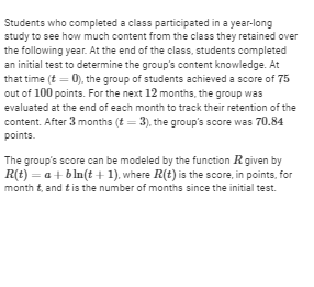 <p>B(iii) <span>Consider the average rates of change of 𝑅&nbsp;from&nbsp;𝑡=3 &nbsp;to 𝑡=𝑝&nbsp;months, where 𝑝&gt;3. Are these average rates of change less than or greater than the average rate of change from 𝑡=0 to 𝑡=3&nbsp;months found in (i)? Explain your reasoning.</span></p>