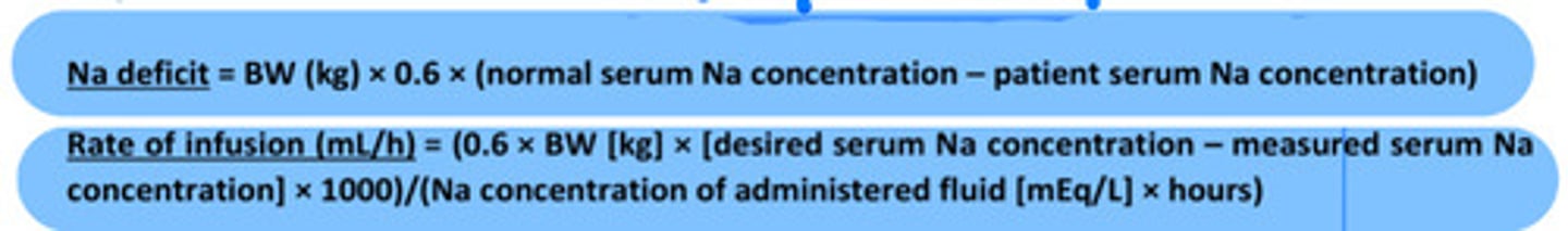 <p>slow correction 0.5-1mEq/L/hr</p>