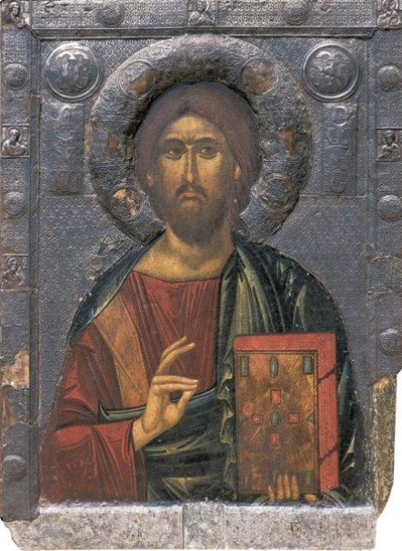 <p><span style="color: rgb(16, 6, 6);"><span>Christ as Savior of Souls, icon from Saint Clement, Ohrid, Macedonia, early 14th century. Tempera, linen, and silver on wood, 3' 1/4" x 2' 2 1/2".</span></span></p><p></p>