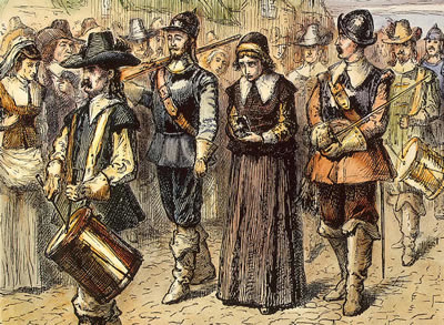 <p>A Bostonian who taught doctrines the Puritans believed to be heretical in her home with several men, even ministers, in attendance. For these acts, she was put on trial for heresay and was banished from Massachusetts.</p>