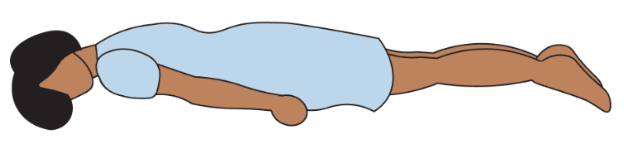 <p>lying face DOWN</p>